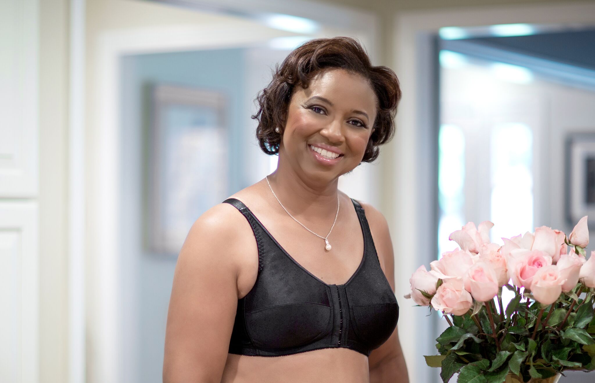 ABC 123 Front Close Rose Contour Bra Black