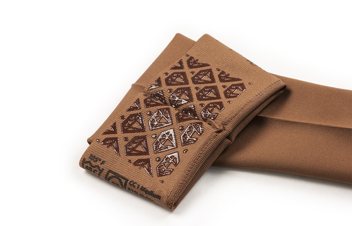 LympheDivas Solid Color Compression Arm Sleeve with Diamond Top Band Mocha