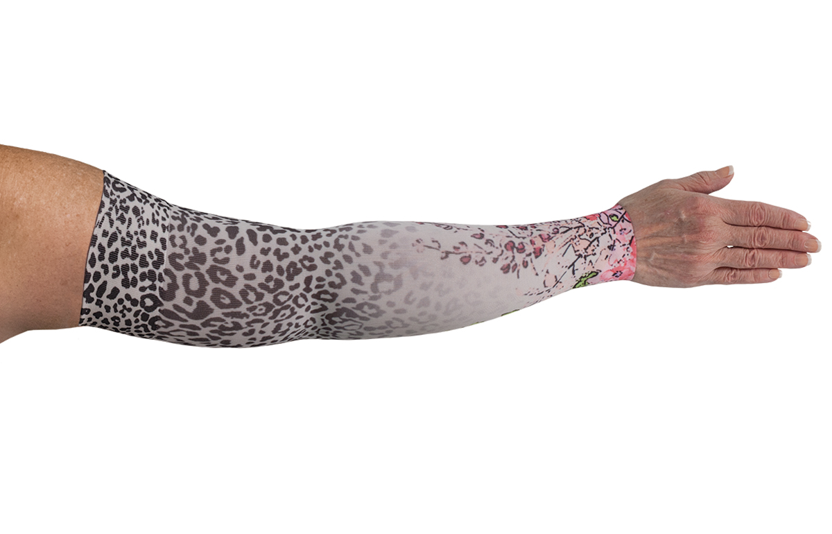 LympheDivas Specialty Print Patterns Compression Arm Sleeve with Diamond Top Band Bloomin Betty Light