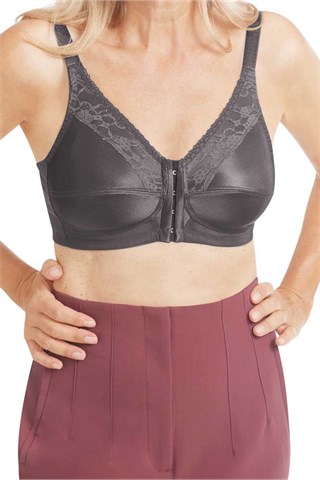 Nancy Front Closure Bra in Dark Grey
