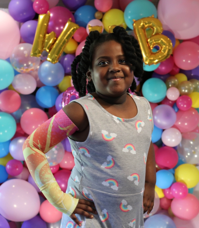 Child Lymphedema Arm Sleeve, Juzo Print with Guantlet