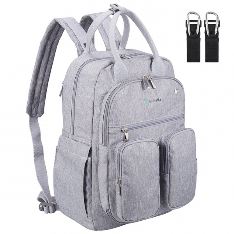 Light Grey BelleMa Maternity Bag, Diaper Bag, Breastpump Bag