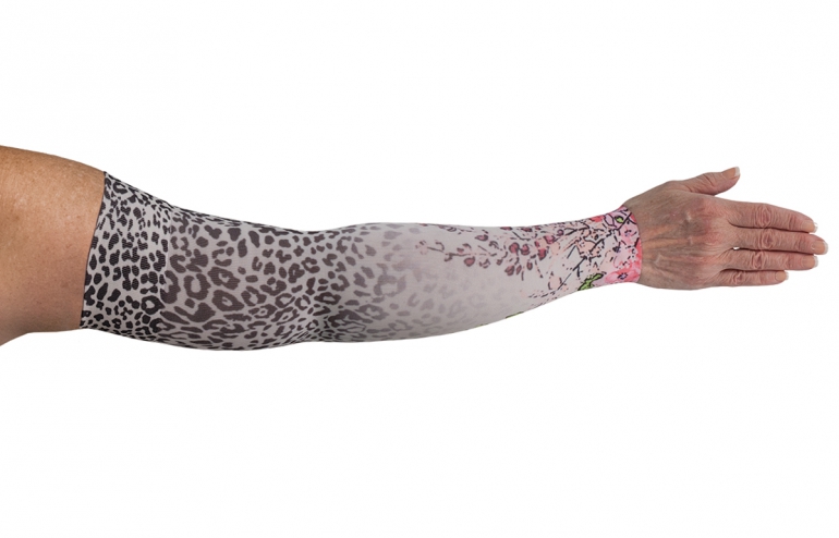 LympheDivas Specialty Print Patterns Compression Arm Sleeve with Diamond Top Band Bloomin Betty Light
